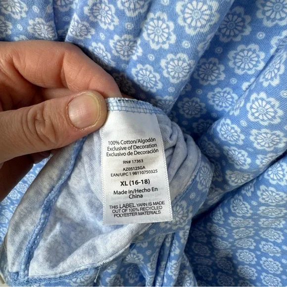 Blue Patterned Short Sleeve Dress - Picture 8 of 8